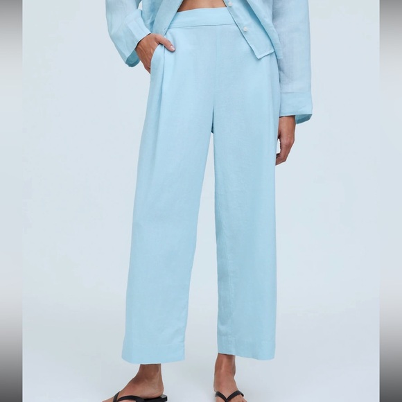 NWT Madewell Linen Blend Pull-On Straight Crop Pant - Picture 2 of 8